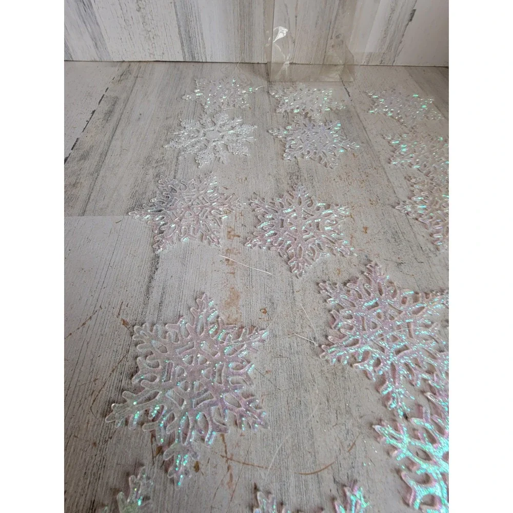 Vintage iridescent snowflake glitter ornament Xmas set Unique Home decor